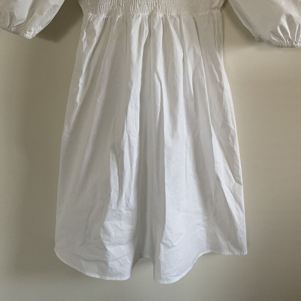 Show Me Your Mumu White Amore Poplin Puff Sleeve Babydoll Dress M Milkmaid Boho - Picture 6 of 13